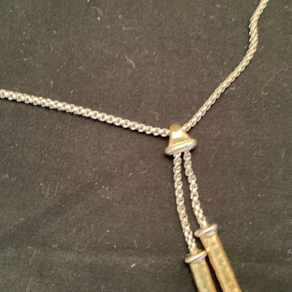 Silvertone Adjustable Chain with Goldtone Accent Pendant - Picture 2 of 4